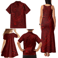 Oxblood Polynesia Family Matching Tank Maxi Dress and Hawaiian Shirt Hawaiian Tribal Hammerhead Shark Tattoo