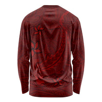 Oxblood Polynesia Long Sleeve Shirt Hawaiian Tribal Hammerhead Shark Tattoo LT14 - Polynesian Pride