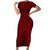 Oxblood Polynesia Short Sleeve Bodycon Dress Hawaiian Tribal Hammerhead Shark Tattoo