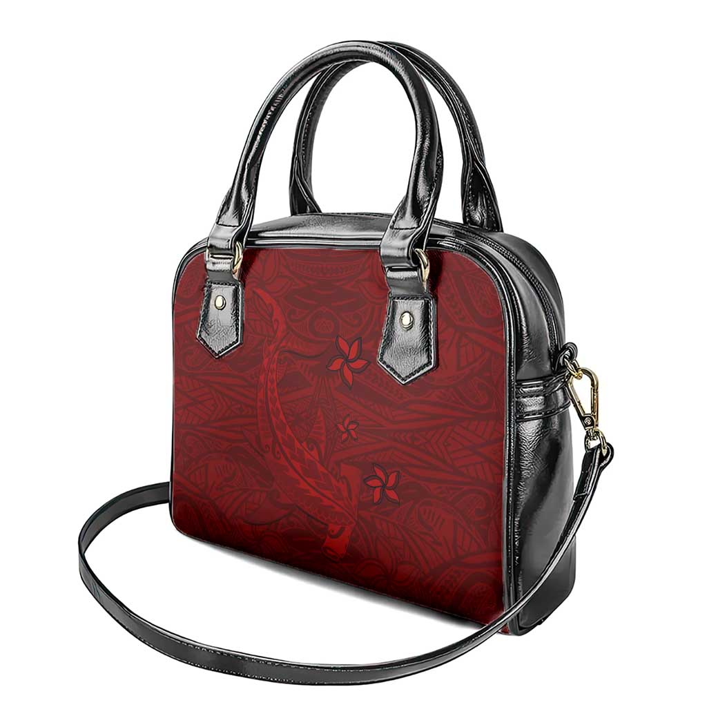 Oxblood Polynesia Shoulder Handbag Hawaiian Tribal Hammerhead Shark Tattoo