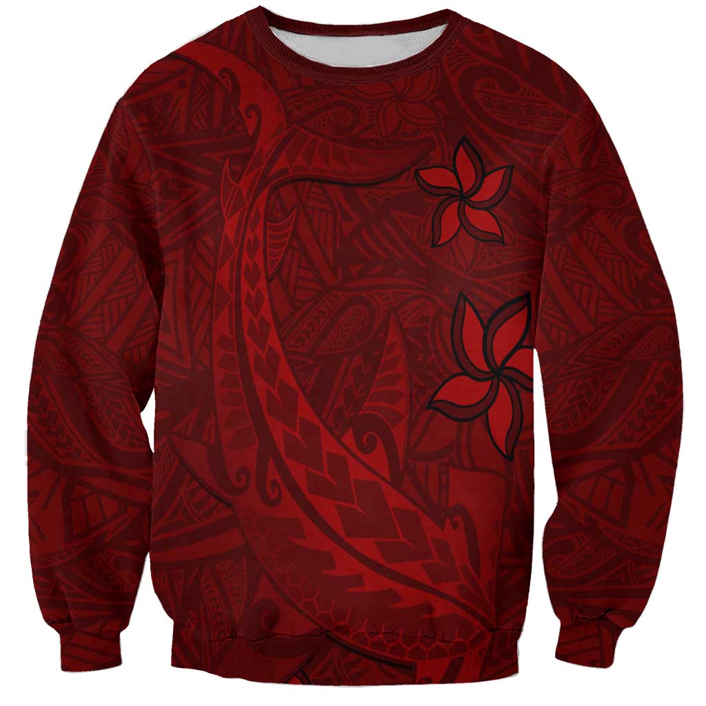 Oxblood Polynesia Sweatshirt Hawaiian Tribal Hammerhead Shark Tattoo