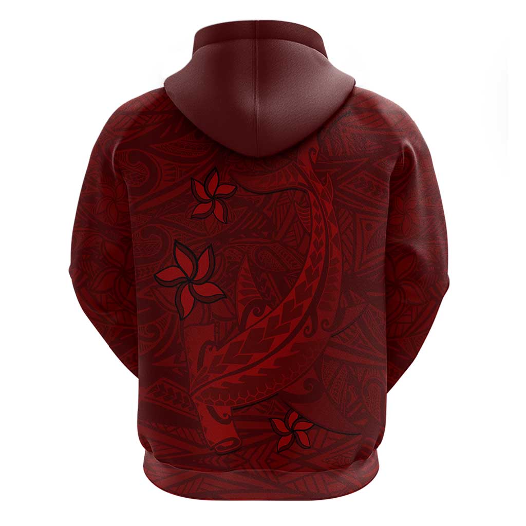 Oxblood Polynesia Zip Hoodie Hawaiian Tribal Hammerhead Shark Tattoo
