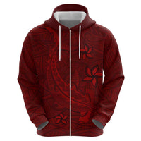 Oxblood Polynesia Zip Hoodie Hawaiian Tribal Hammerhead Shark Tattoo