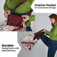 Polynesian Tropical Flowers Oxblood Color Grocery Bag