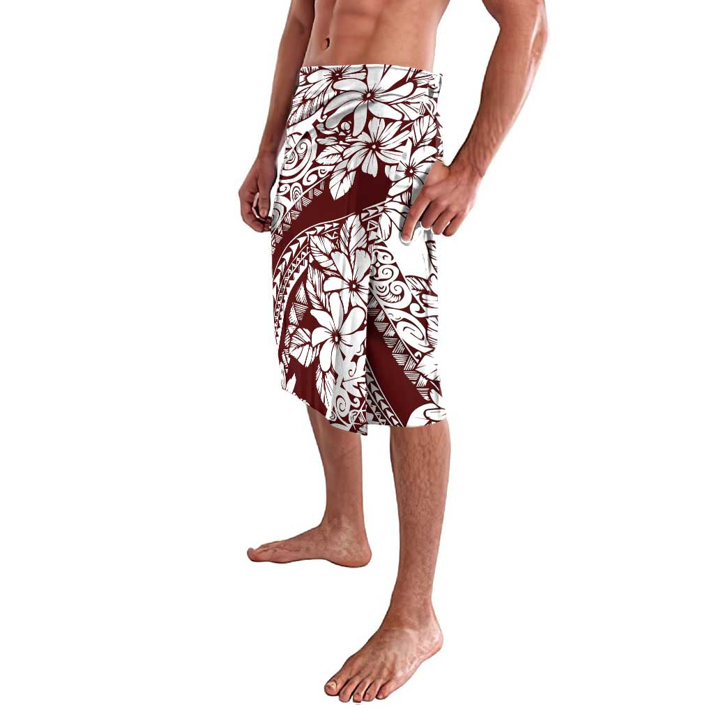 Polynesian Tropical Flowers Oxblood Color Lavalava