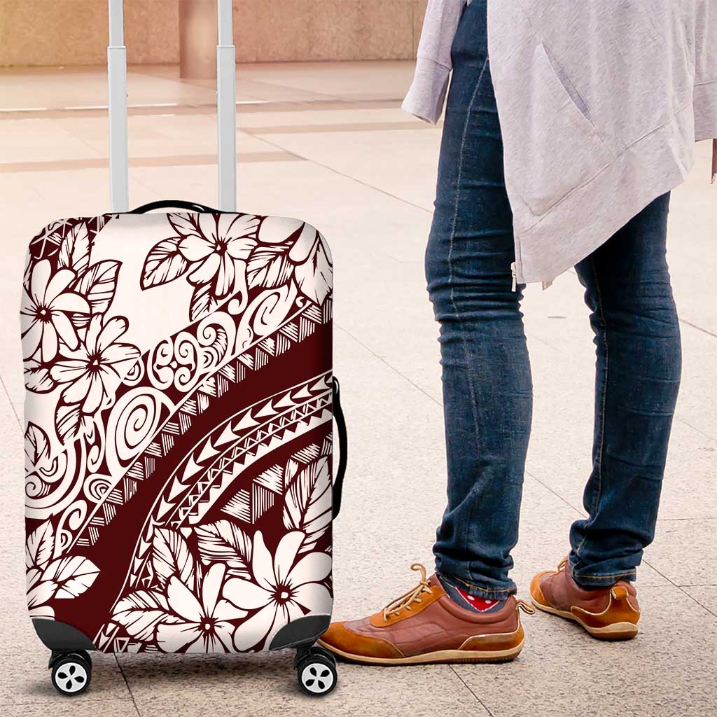 Polynesian Tropical Flowers Oxblood Color Luggage Cover LT14 Oxblood - Polynesian Pride