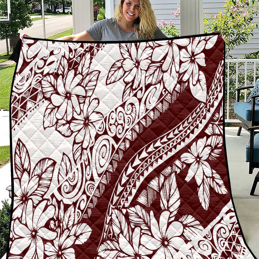 Polynesian Tropical Flowers Oxblood Color Quilt LT14 Oxblood - Polynesian Pride