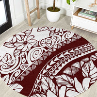 Polynesian Tropical Flowers Oxblood Color Round Carpet LT14 Oxblood - Polynesian Pride
