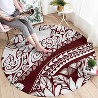 Polynesian Tropical Flowers Oxblood Color Round Carpet LT14 - Polynesian Pride