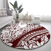 Polynesian Tropical Flowers Oxblood Color Round Carpet LT14 - Polynesian Pride
