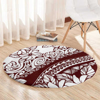 Polynesian Tropical Flowers Oxblood Color Round Carpet LT14 - Polynesian Pride