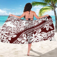 Polynesian Tropical Flowers Oxblood Color Sarong