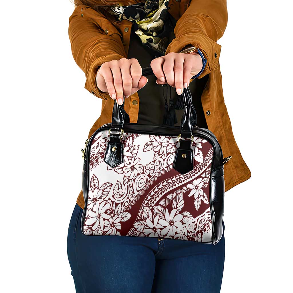 Polynesian Tropical Flowers Oxblood Color Shoulder Handbag LT14 One Size Oxblood - Polynesian Pride