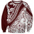 Polynesian Tropical Flowers Oxblood Color Sweatshirt
