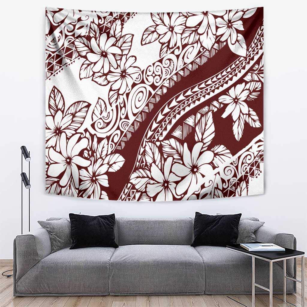 Polynesian Tropical Flowers Oxblood Color Tapestry LT14 Oxblood - Polynesian Pride