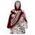 Polynesian Tropical Flowers Oxblood Color Wearable Blanket Hoodie