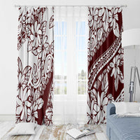 Polynesian Tropical Flowers Oxblood Color Window Curtain