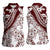Polynesian Tropical Flowers Oxblood Color Women Sleeveless Polo Shirt