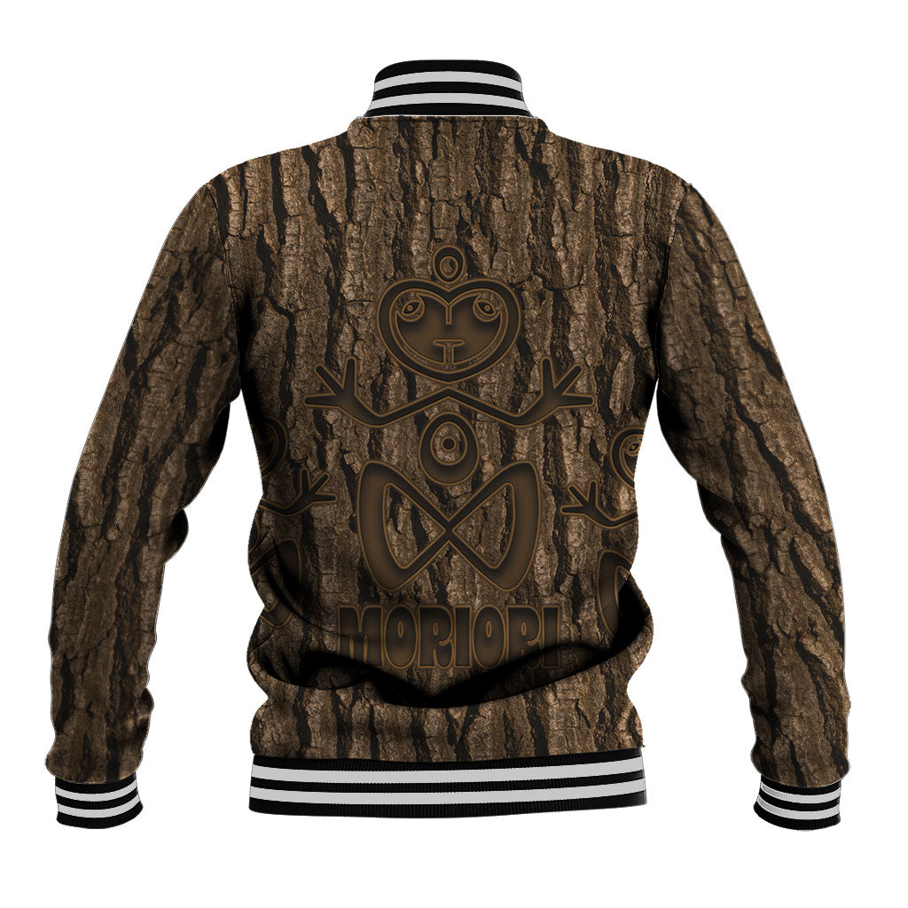 Kioranga Moriori New Zealand Baseball Jacket Kopi Rakau Carving Art