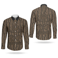 Kioranga Moriori New Zealand Couples Matching Long Sleeve Bodycon Dress and Long Sleeve Button Shirt Kopi Rakau Carving Art