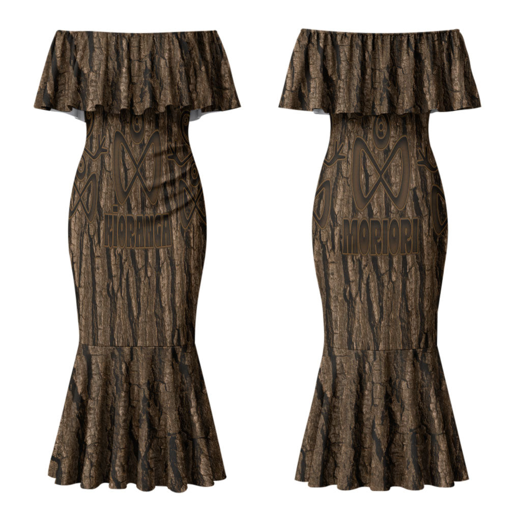 Kioranga Moriori New Zealand Couples Matching Mermaid Dress and Hawaiian Shirt Kopi Rakau Carving Art