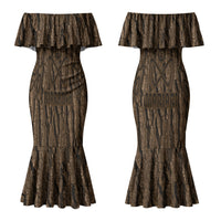 Kioranga Moriori New Zealand Couples Matching Mermaid Dress and Hawaiian Shirt Kopi Rakau Carving Art