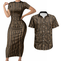 Kioranga Moriori New Zealand Couples Matching Short Sleeve Bodycon Dress and Hawaiian Shirt Kopi Rakau Carving Art