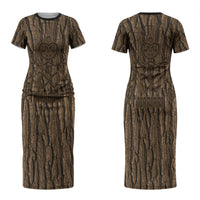 Kioranga Moriori New Zealand Couples Matching Short Sleeve Bodycon Dress and Hawaiian Shirt Kopi Rakau Carving Art