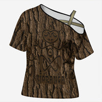 Kioranga Moriori New Zealand Cross Shoulder Shirt Kopi Rakau Carving Art