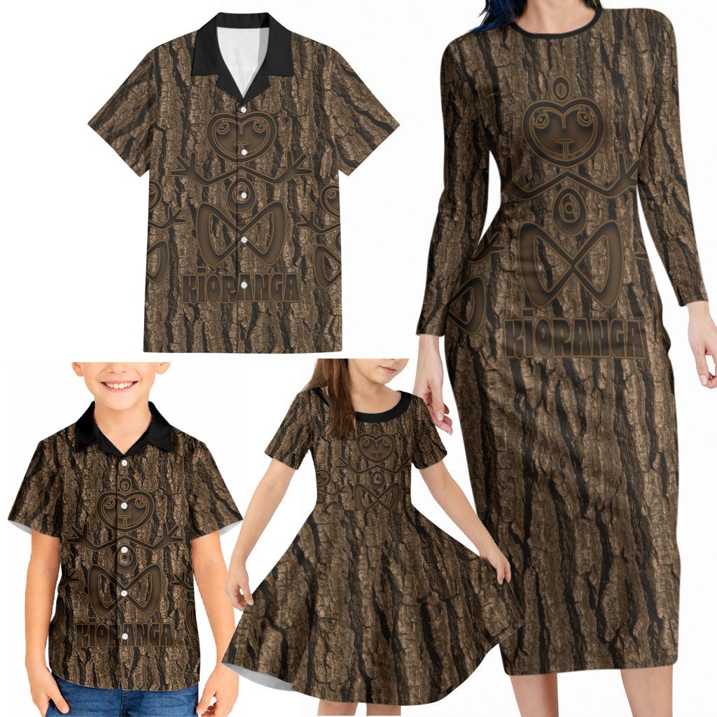 Kioranga Moriori New Zealand Family Matching Long Sleeve Bodycon Dress and Hawaiian Shirt Kopi Rakau Carving Art LT14 - Polynesian Pride