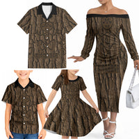 Kioranga Moriori New Zealand Family Matching Off The Shoulder Long Sleeve Dress and Hawaiian Shirt Kopi Rakau Carving Art