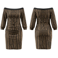 Kioranga Moriori New Zealand Family Matching Off The Shoulder Long Sleeve Dress and Hawaiian Shirt Kopi Rakau Carving Art