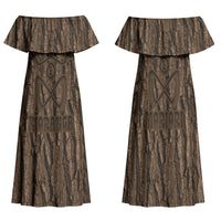 Kioranga Moriori New Zealand Family Matching Off Shoulder Maxi Dress and Hawaiian Shirt Kopi Rakau Carving Art
