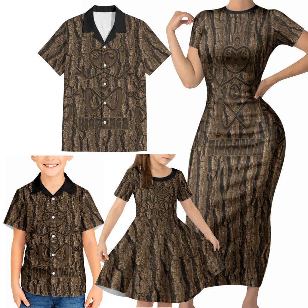 Kioranga Moriori New Zealand Family Matching Short Sleeve Bodycon Dress and Hawaiian Shirt Kopi Rakau Carving Art LT14 - Polynesian Pride