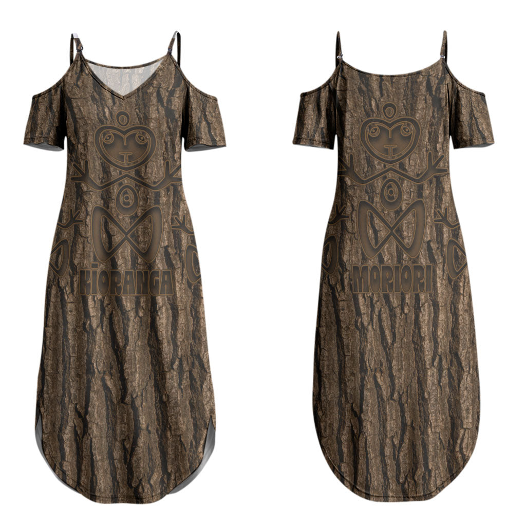 Kioranga Moriori New Zealand Family Matching Summer Maxi Dress and Hawaiian Shirt Kopi Rakau Carving Art