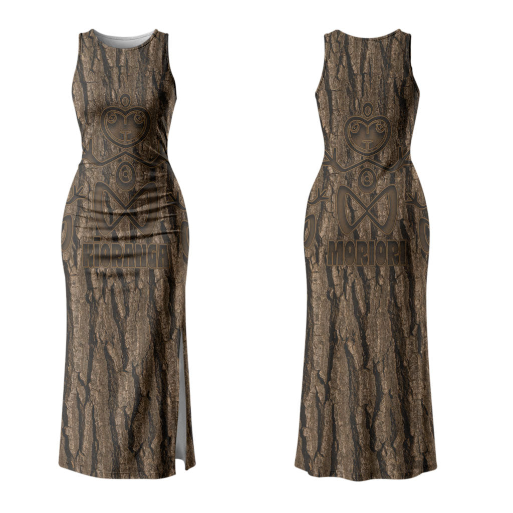 Kioranga Moriori New Zealand Family Matching Tank Maxi Dress and Hawaiian Shirt Kopi Rakau Carving Art