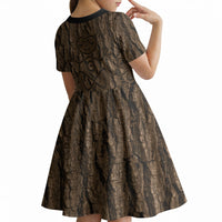 Kioranga Moriori New Zealand Kid Short Sleeve Dress Kopi Rakau Carving Art