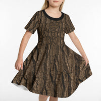 Kioranga Moriori New Zealand Kid Short Sleeve Dress Kopi Rakau Carving Art