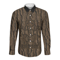 Kioranga Moriori New Zealand Long Sleeve Button Shirt Kopi Rakau Carving Art