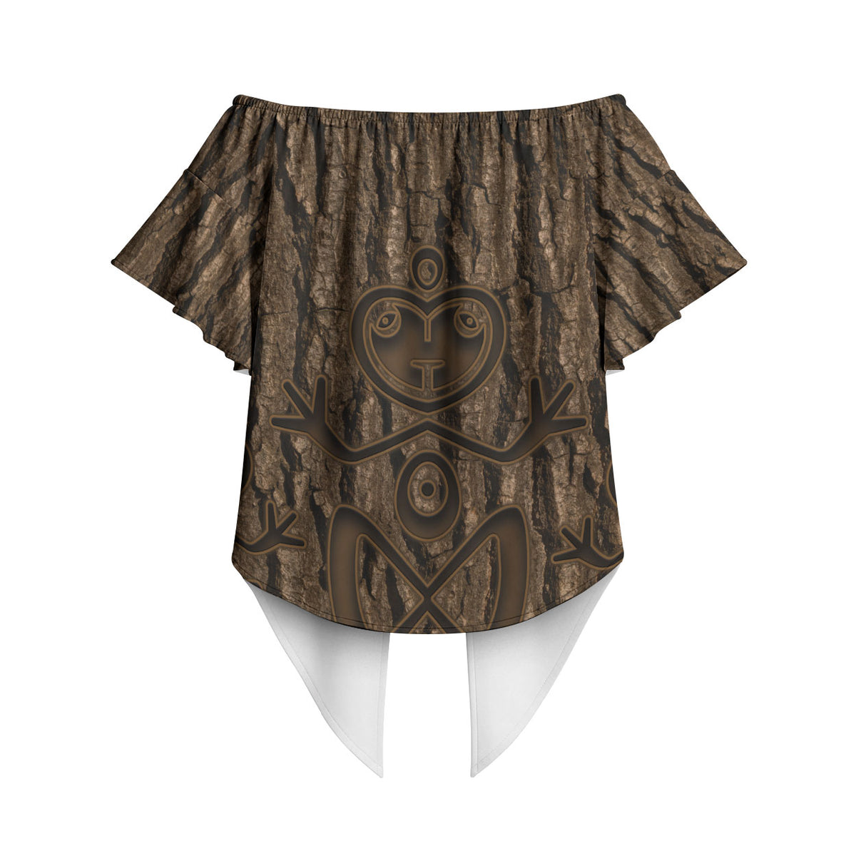 Kioranga Moriori New Zealand Off Shoulder Wrap Waist Top Kopi Rakau Carving Art