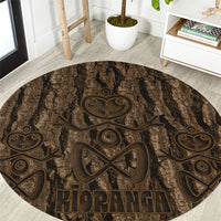 Kioranga Moriori New Zealand Round Carpet Kopi Rakau Carving Art