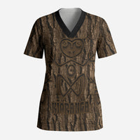 Kioranga Moriori New Zealand Scrub Top Kopi Rakau Carving Art