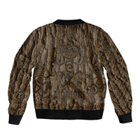 Kioranga Moriori New Zealand Sleeve Zip Bomber Jacket Kopi Rakau Carving Art