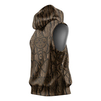 Kioranga Moriori New Zealand Sleeveless Hoodie Kopi Rakau Carving Art