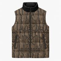 Kioranga Moriori New Zealand Sleeveless Puffer Jacket Kopi Rakau Carving Art