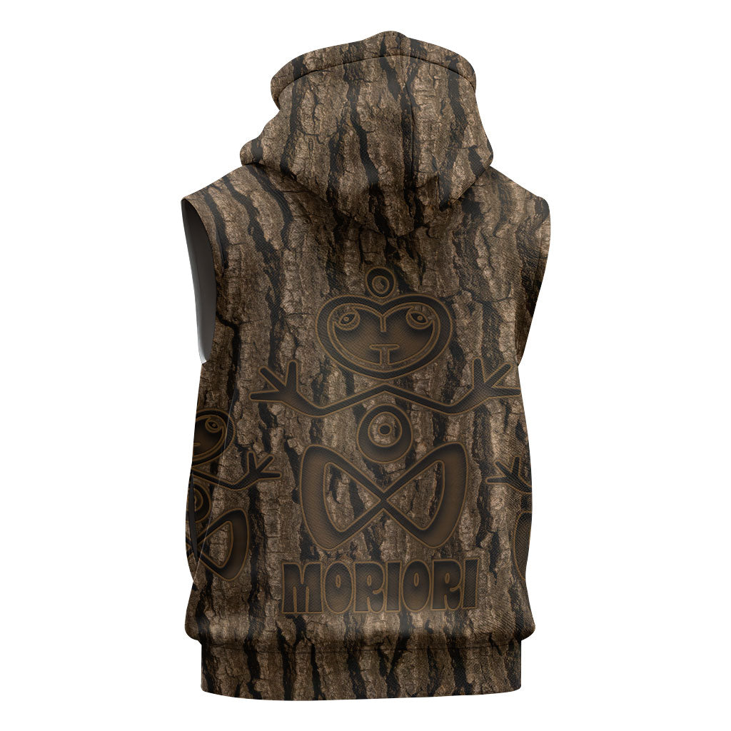 Kioranga Moriori New Zealand Sleeveless Zip Hoodie Kopi Rakau Carving Art
