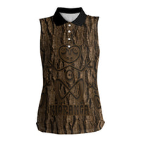 Kioranga Moriori New Zealand Women Sleeveless Polo Shirt Kopi Rakau Carving Art