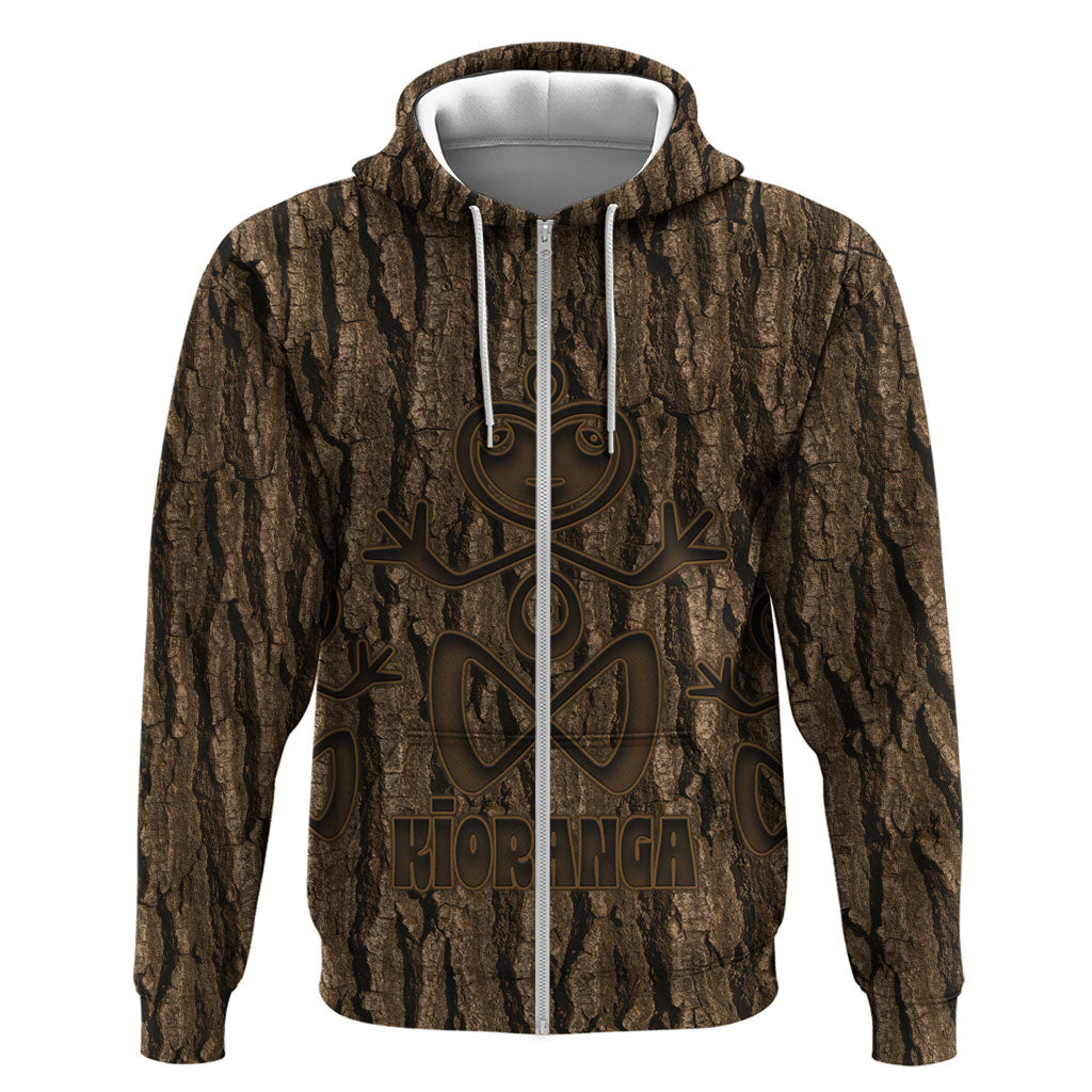 Kioranga Moriori New Zealand Zip Hoodie Kopi Rakau Carving Art