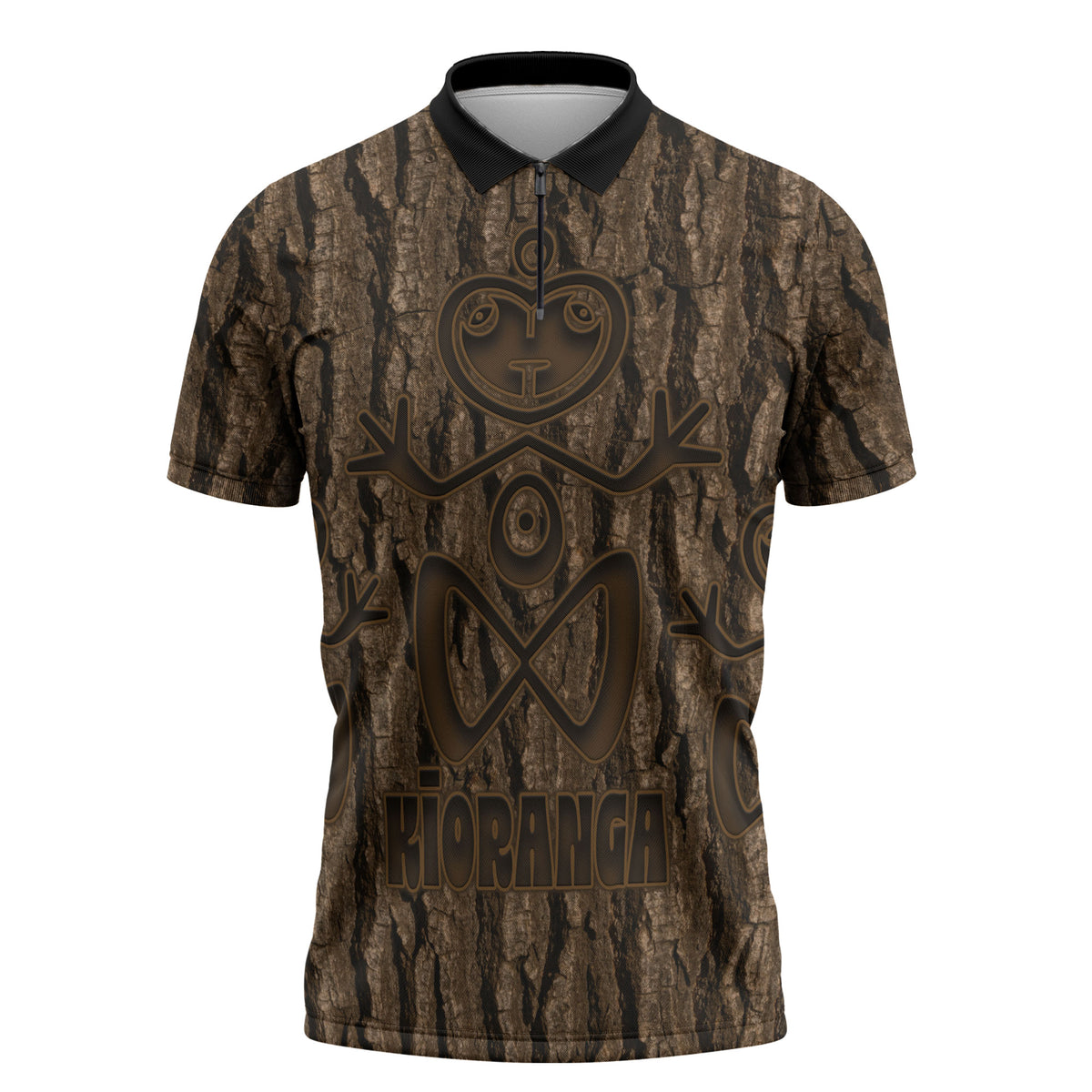 Kioranga Moriori New Zealand Zipper Polo Shirt Kopi Rakau Carving Art
