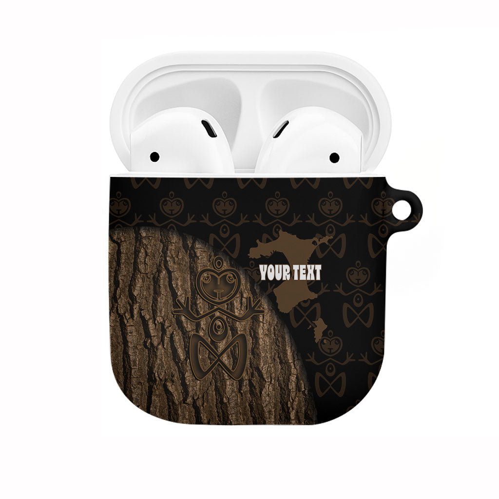 Moriori Kekoru New Zealand Personalised AirPods Case Kopi Rakau Carving Chatham Islands Map